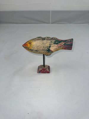 Fish Sculpture Wooden Crackle 8&quot;