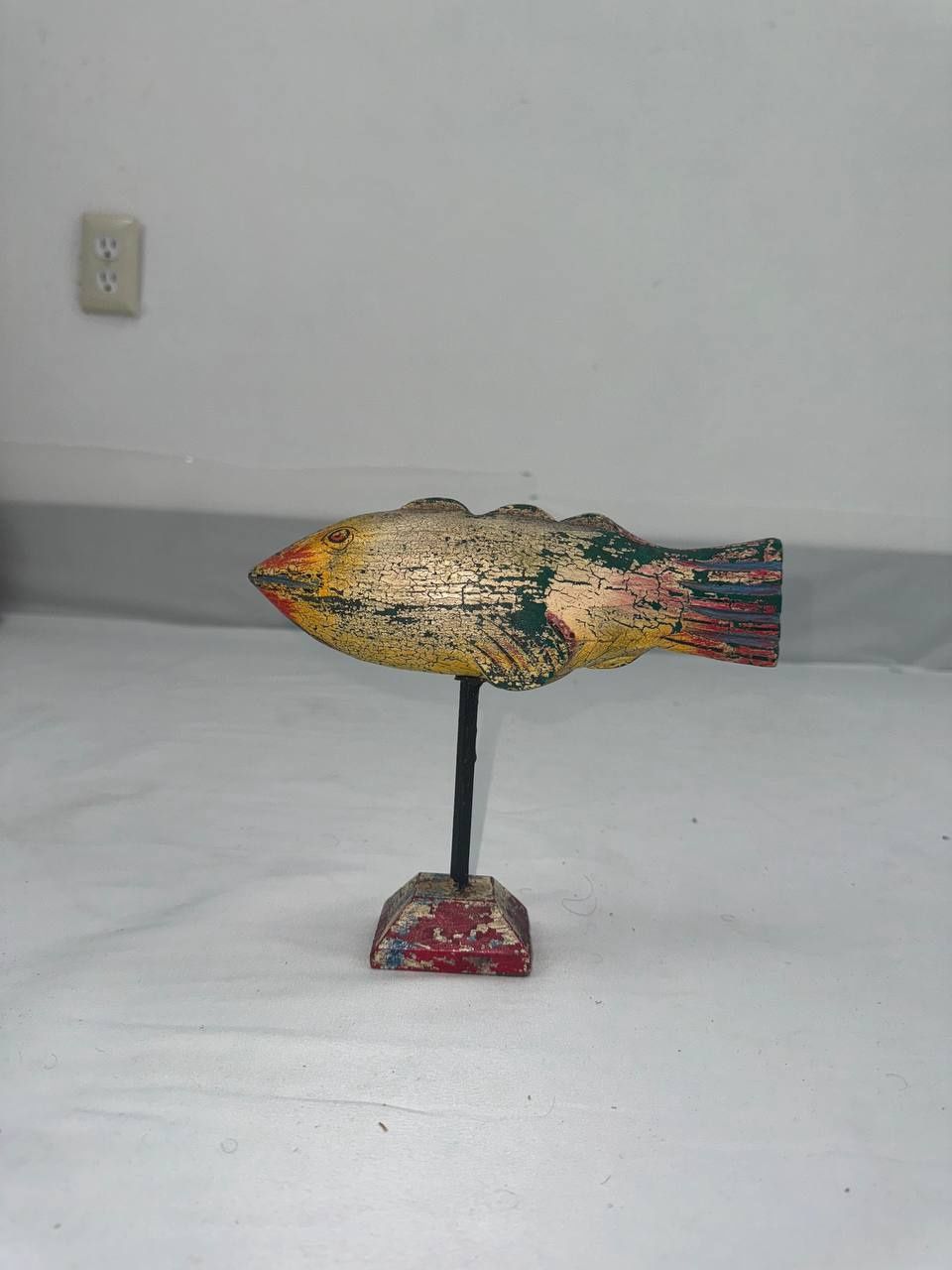 Fish Sculpture Wooden Crackle 8&quot;