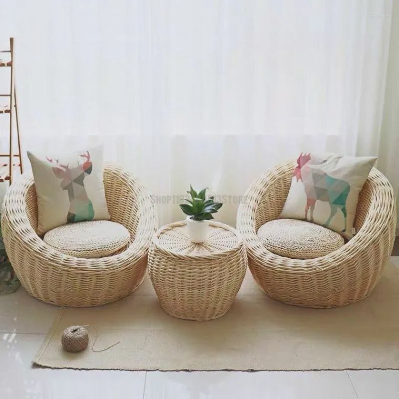 Pastoral rattan set Table with 2 chair