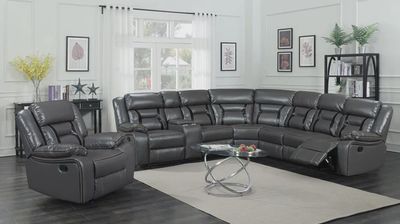 Shadow Leather Manually Reclining Sectional