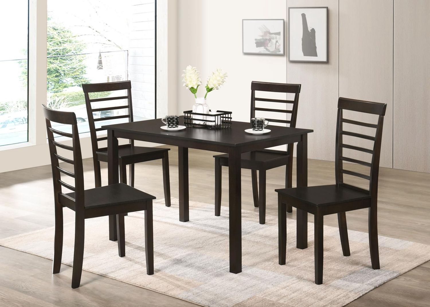 Cozy Salerno 5PC Dining Set, Table and 4 Chairs