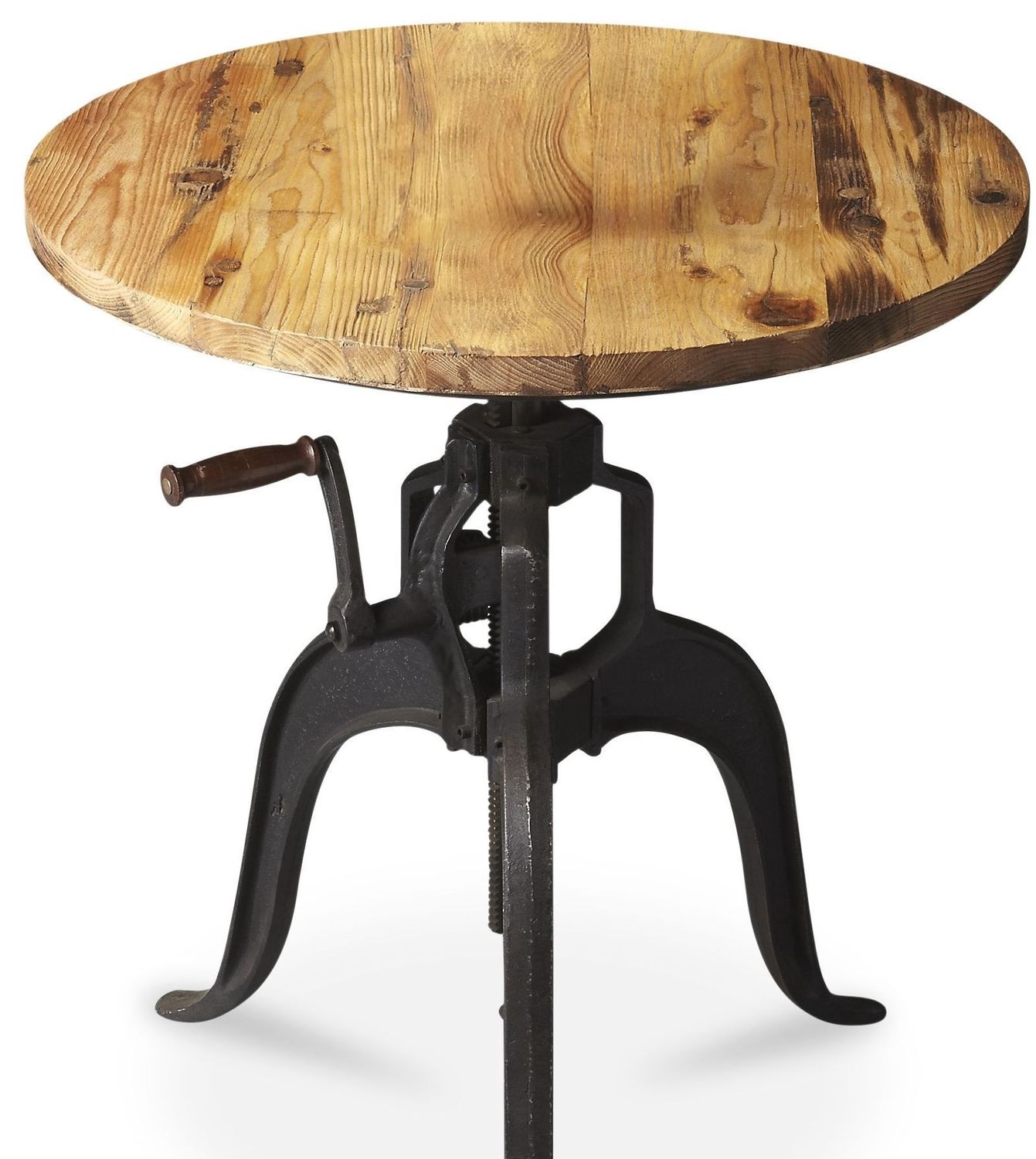 Iron table with wooden top