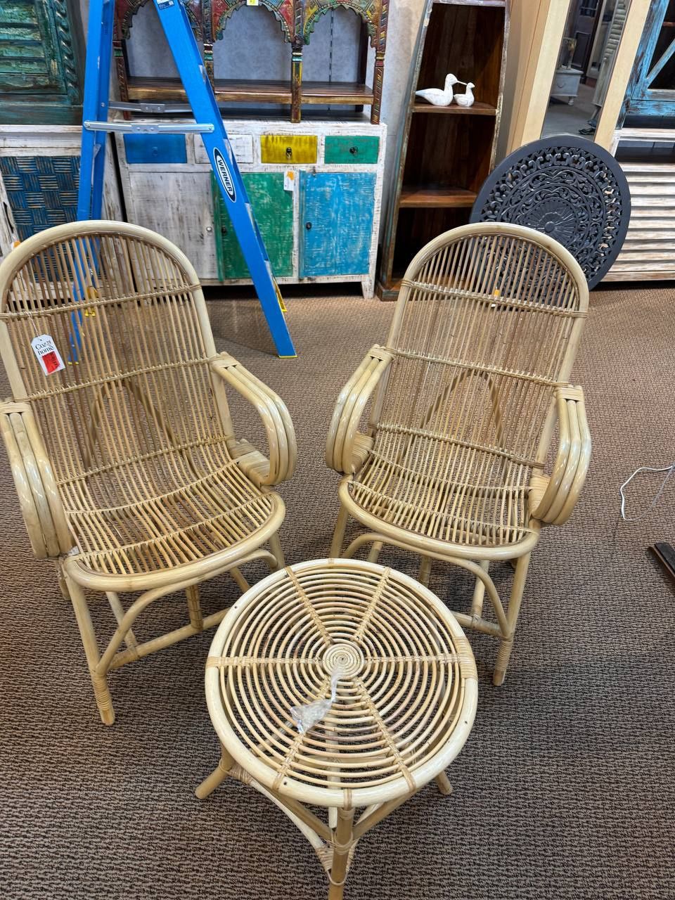 Porch patio set rattan 2-Chairs, Table