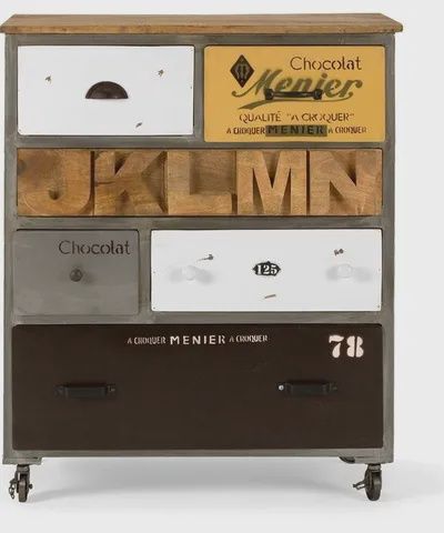 Wood Iron Chest of Drawers
