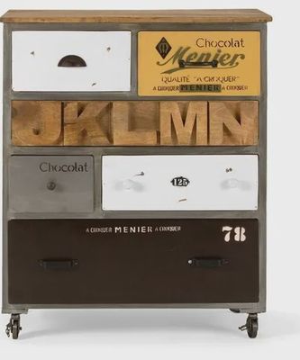 Wood Iron Chest of Drawers