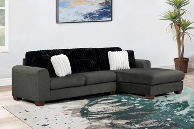 Fabric Sectional Dark Grey Cord