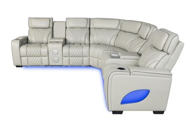 3 PC Power Sectional with Power Headrest, Console, Bluetooth Speaker LED Light