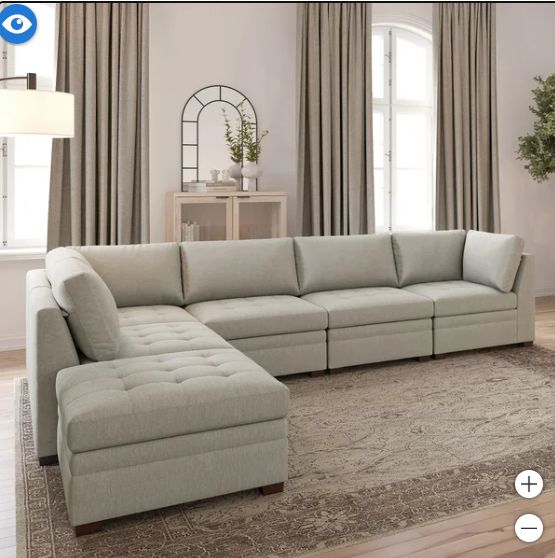Thomasville Tisdale Modular Sectional 6-piece Beige with Storage Ottoman