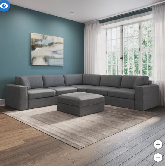 Thomasville Bryden Fabric Sectional with Storage Seats and Ottoman