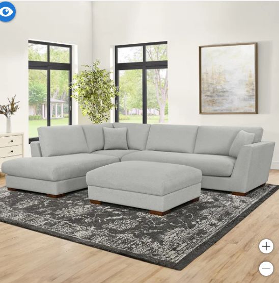 Henredon Larkin House Deep Seating Fabric Sectional with Storage Ottoman
