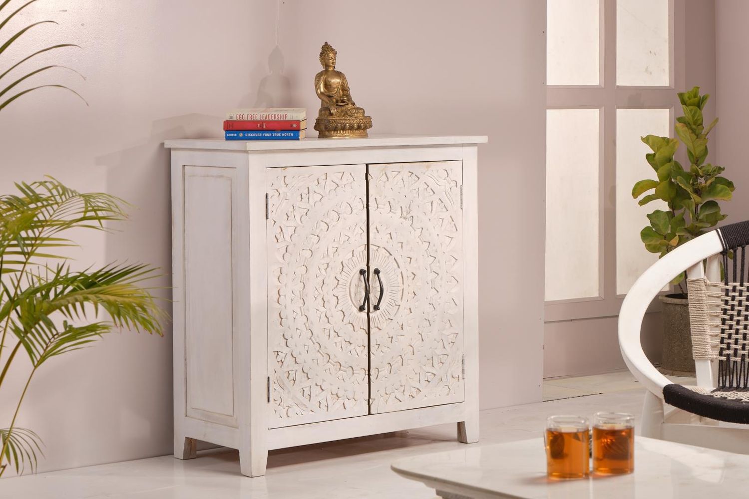 Carved 2 Door Cabinet