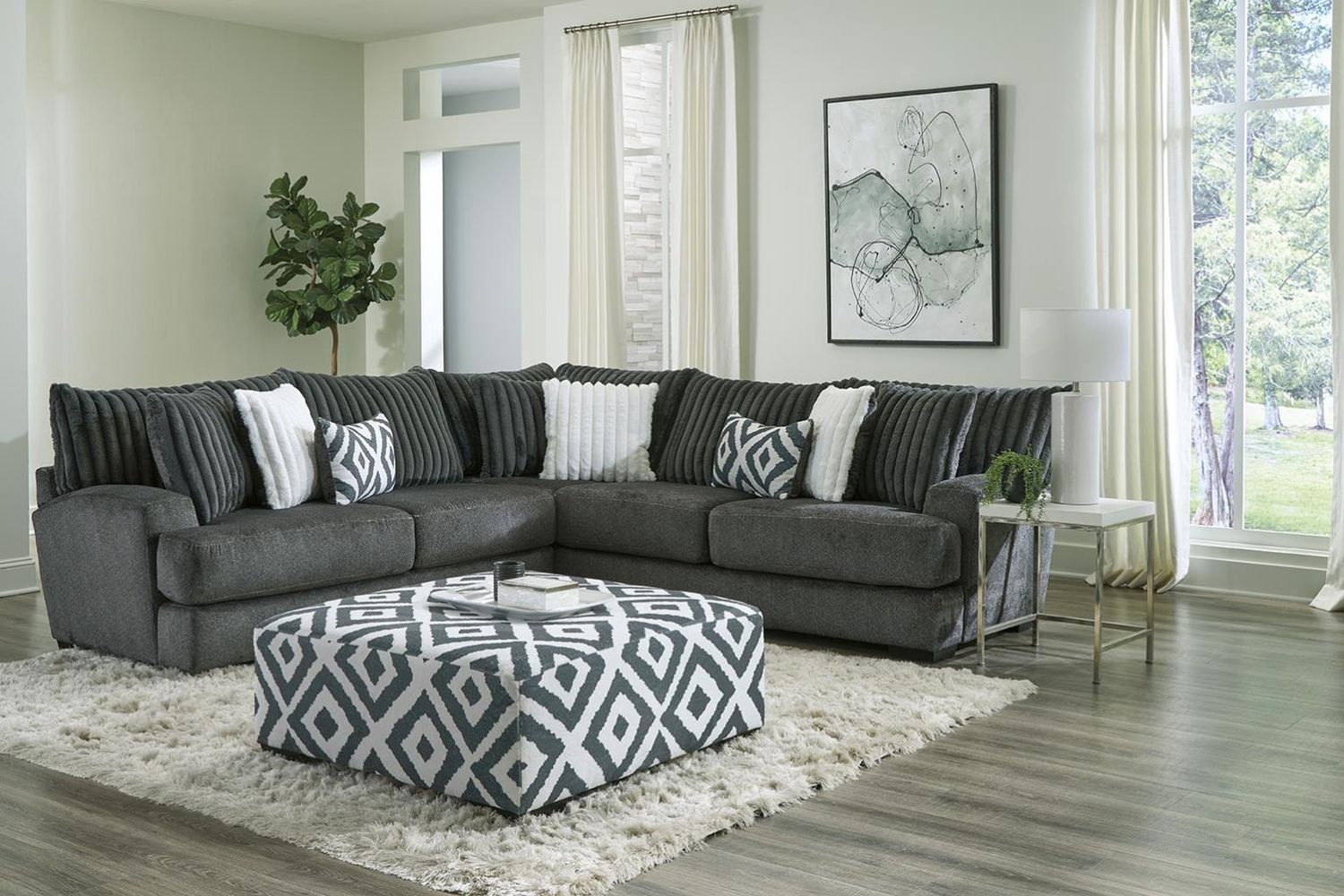 Tweed Gunmetal 2-Piece Sectional