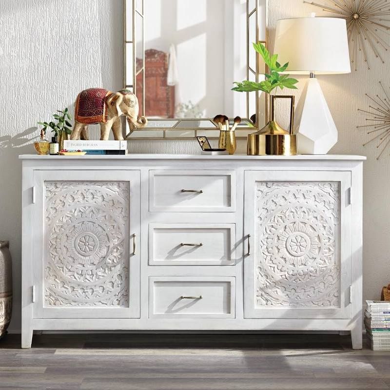 Carved Lace 3 Drawer 2 Door Sideboard