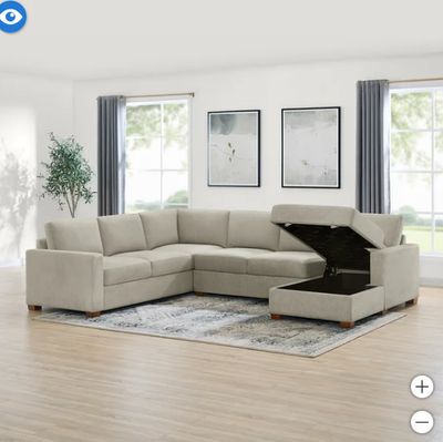 Thomasville Glenn Fabric Sectional with Storage Chaise