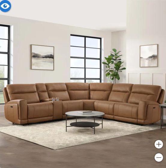 Lauretta 6-piece Leather Power Reclining Sectional with Power Headrests