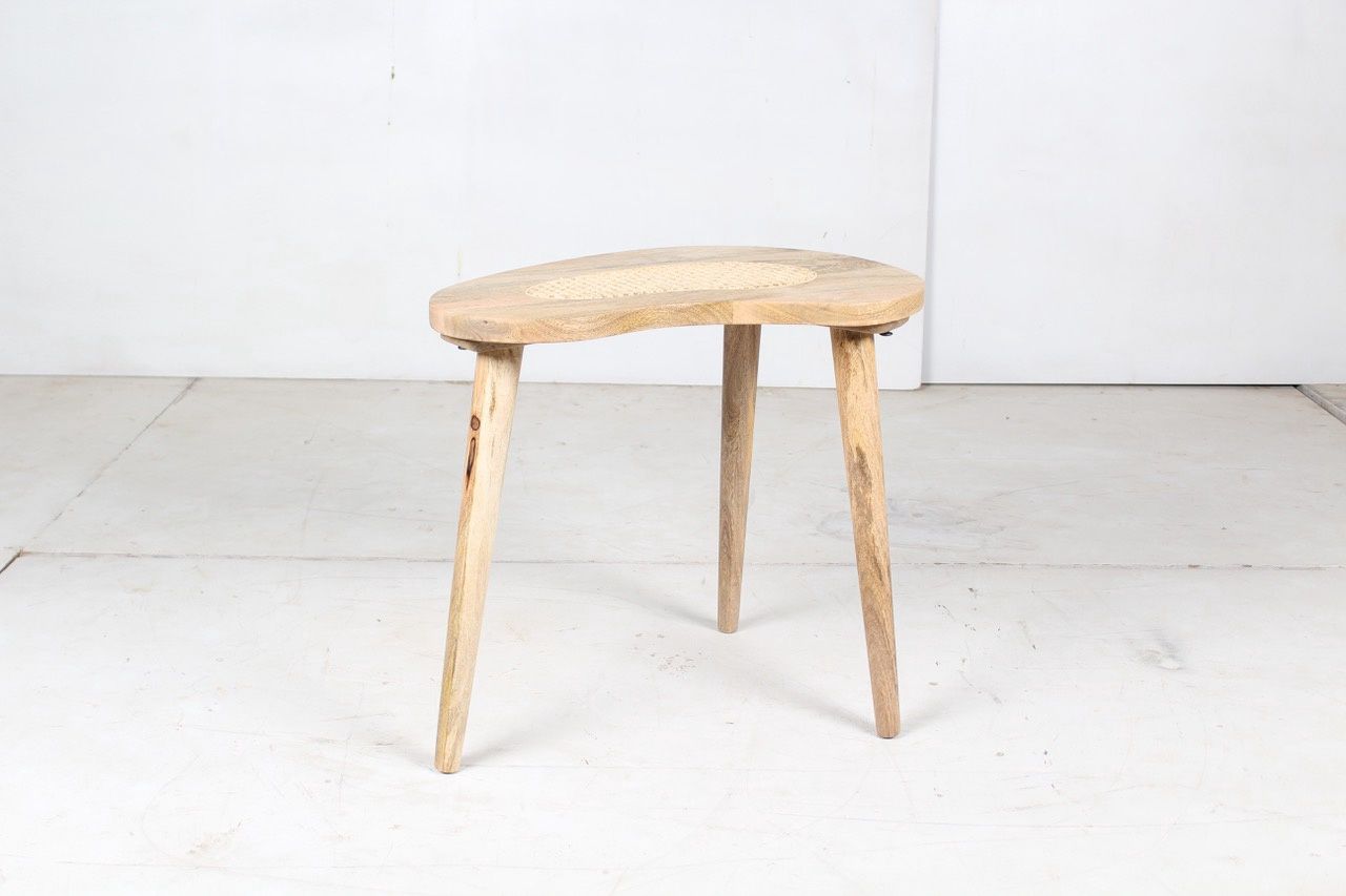 Mango Wood with Cane Side Table, Colour: NATURAL FINISH