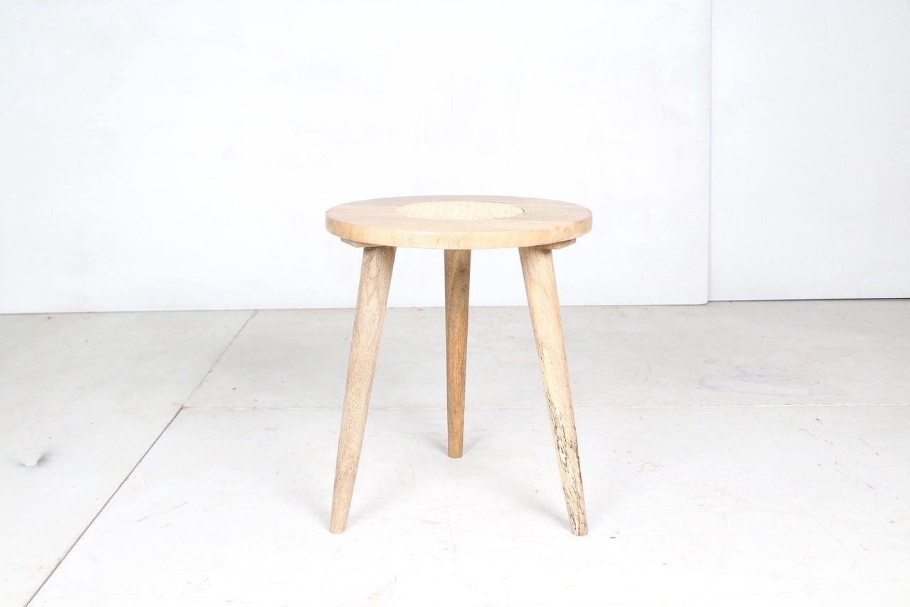 Mango Side Table with Cane, Colour: NATURAL FINISH