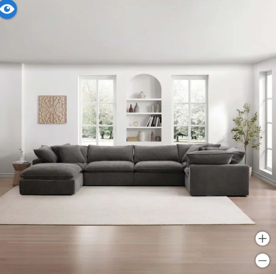 Sectional 6-piece Fabric Modular Dark Gray
