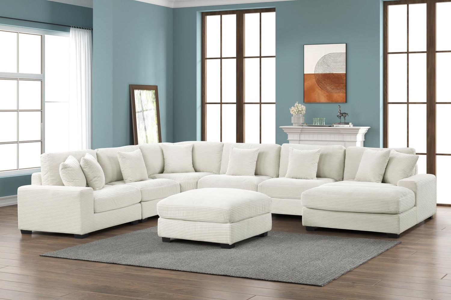 7Pc Modular Sectional Set Cream