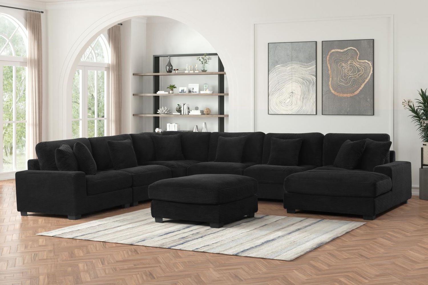 7Pc Modular Sectional Set Black