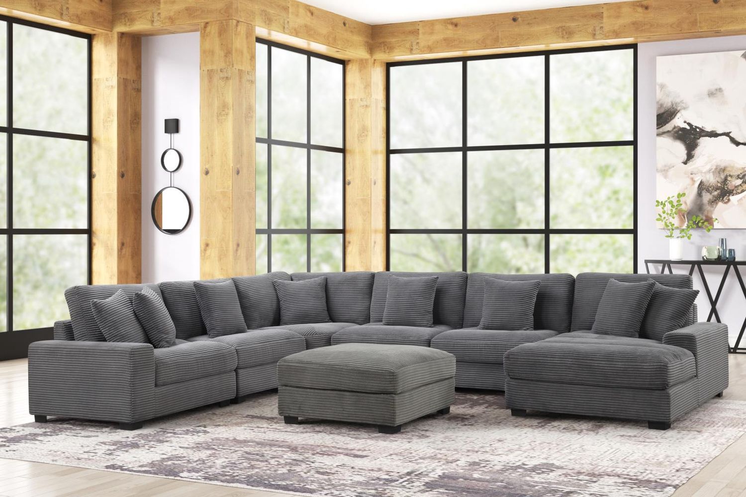 7Pc Modular Sectional Set Gray