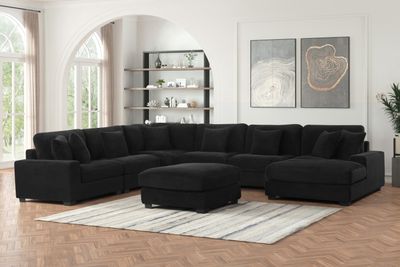 6Pc Modular Sectional Set Black