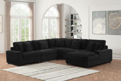 5Pc Modular Sectional Set Black
