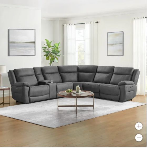 Zakary 6-piece Fabric Power Reclining Sectional With Power Headrests