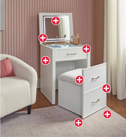 Odessa Lift-top Vanity with LED Lighted Mirror