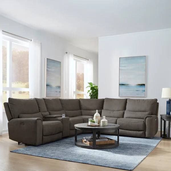 Adelaide 6-piece Fabric Power Reclining Sectional with Power Headrests