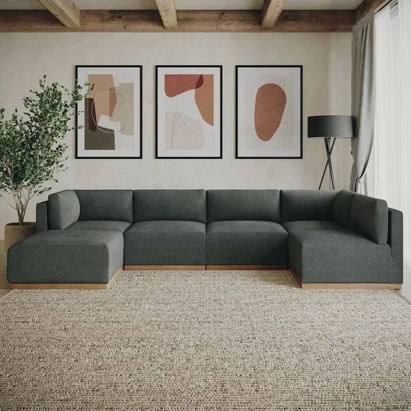 Henredon Murphy Fabric Modular Sectional with Ottoman Gray