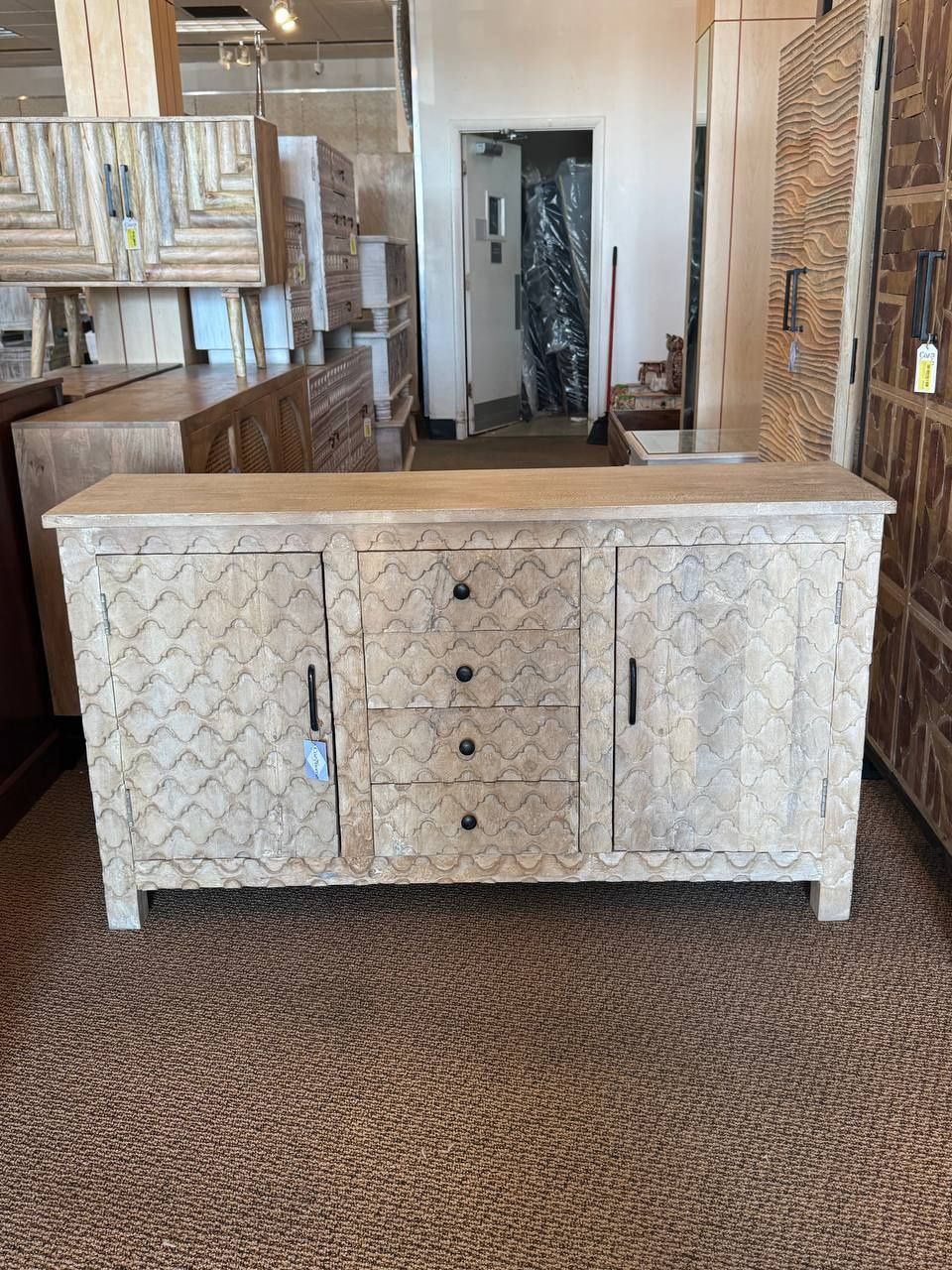 Indian Reclaimed Wood  2-Doors 4-Drawers Sideboard, modern design
