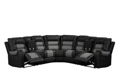 Ohio Black &amp; Gray Manual Recliner Sectional