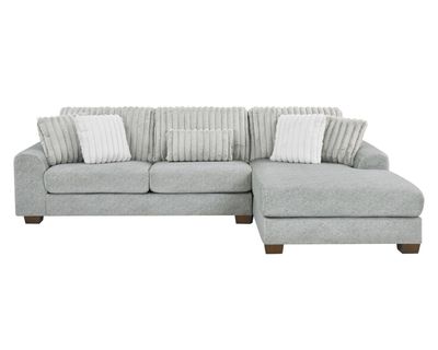 Sectional Light Gray Corduroy Fabric
