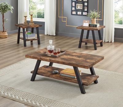 Charlotte - Brown 3PC Coffee Table Set