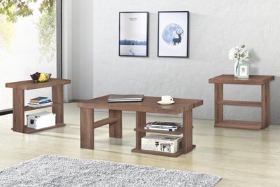 3 PC Brown Coffee Table Set, Coffee Table and 2 End Tables