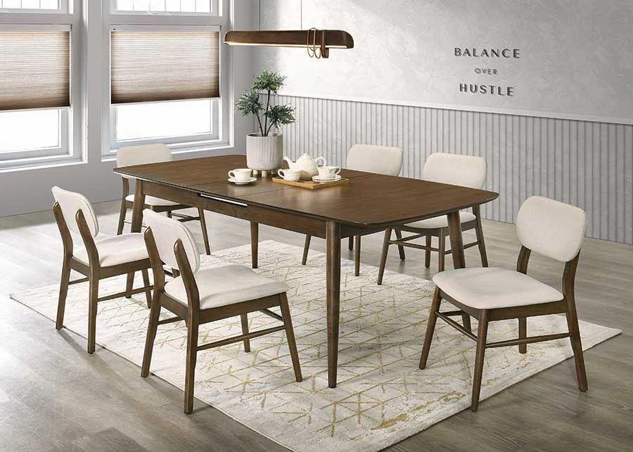 Oak Color 5PC Dining Table Set, Dining Table and 4 Chairs