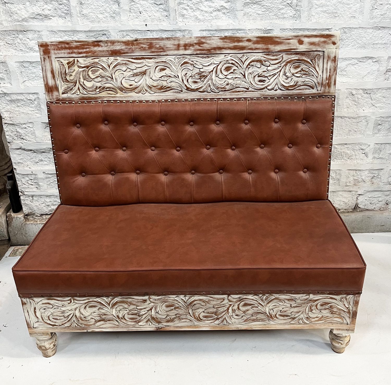 Sofa real solid wood and real leather
