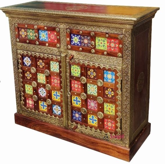 WDN BRASS TILE FITTED SIDEBOARD 17