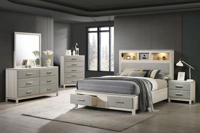 Storage Bed with Upholstered Headboard
