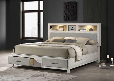 Storage Bed with Upholstered Headboard