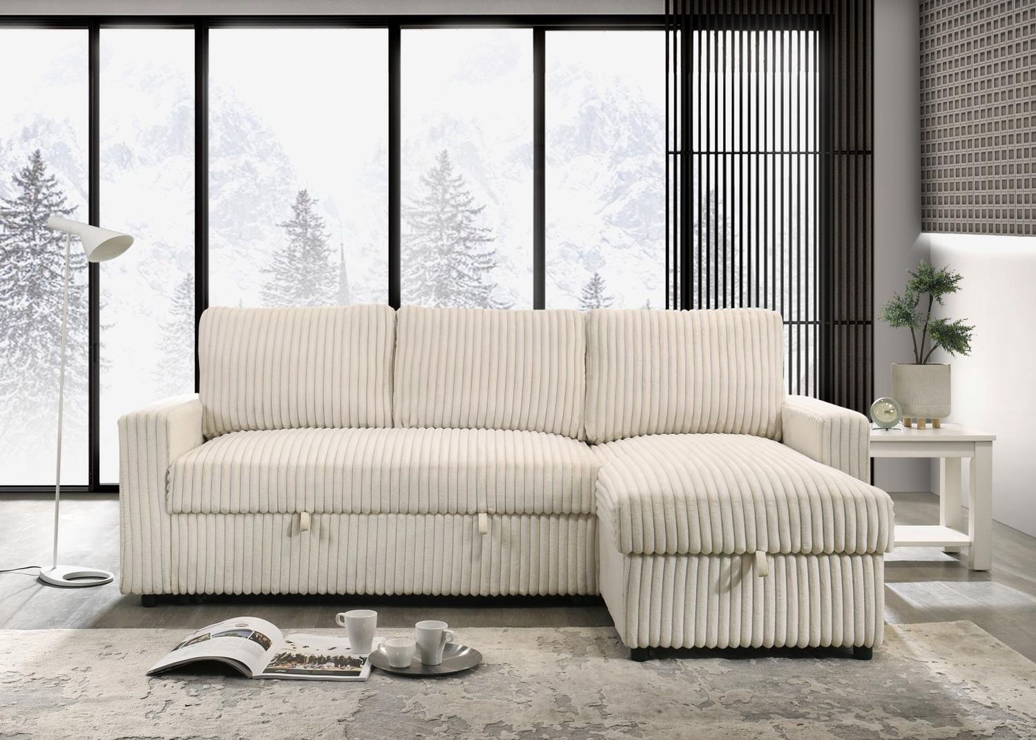 sofa fluffy sleeper with storage Cream