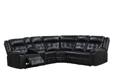 Leather Reclining Sectional Sofa Set with  Consoles