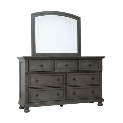 Dresser with Mirror vintage Gray Transitional Style Bed Tray Gray Finish
