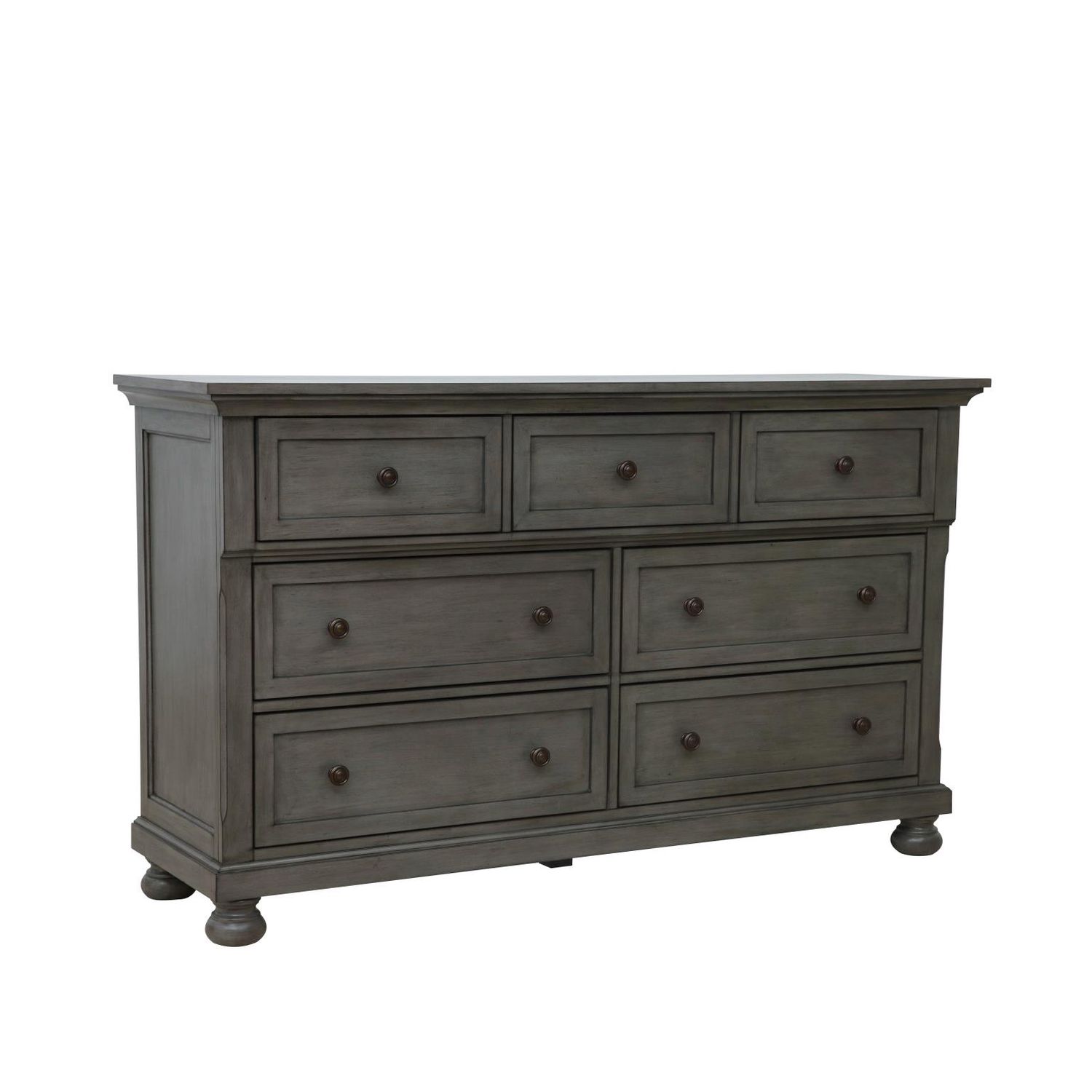 Dresser with Mirror vintage Gray Transitional Style Bed Tray Gray Finish