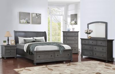 Nightstand vintage Gray Transitional Style Bed Tray Gray Finish