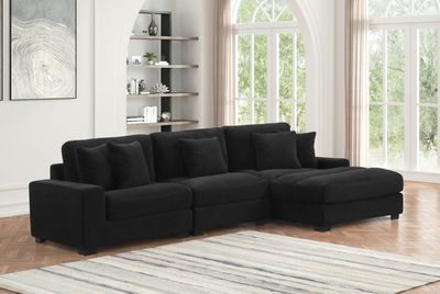 3Pc Modular Sectional Set Black