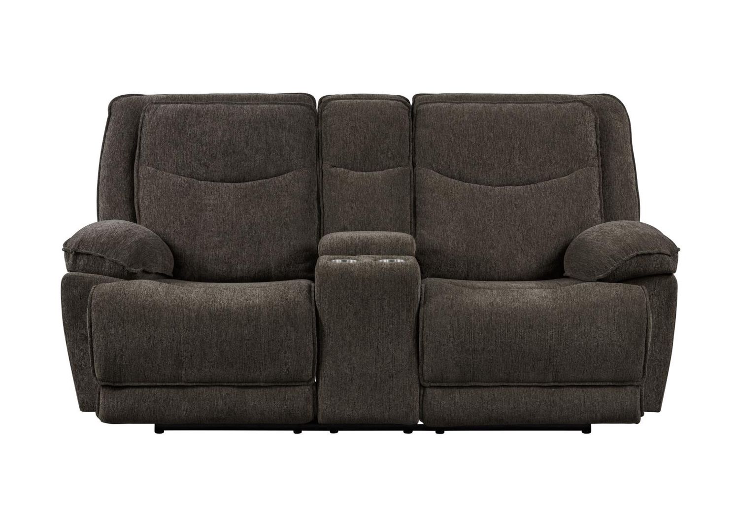 Asheville  Gray Manual Recliner oversize Loveseat with Storage Console and Cup Holder