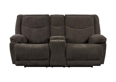 Asheville  Gray Manual Recliner oversize Loveseat with Storage Console and Cup Holder