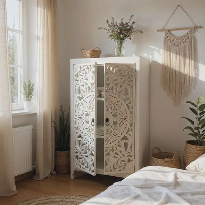 Mango Wood Cabinet Shelf Solid Wood Storage